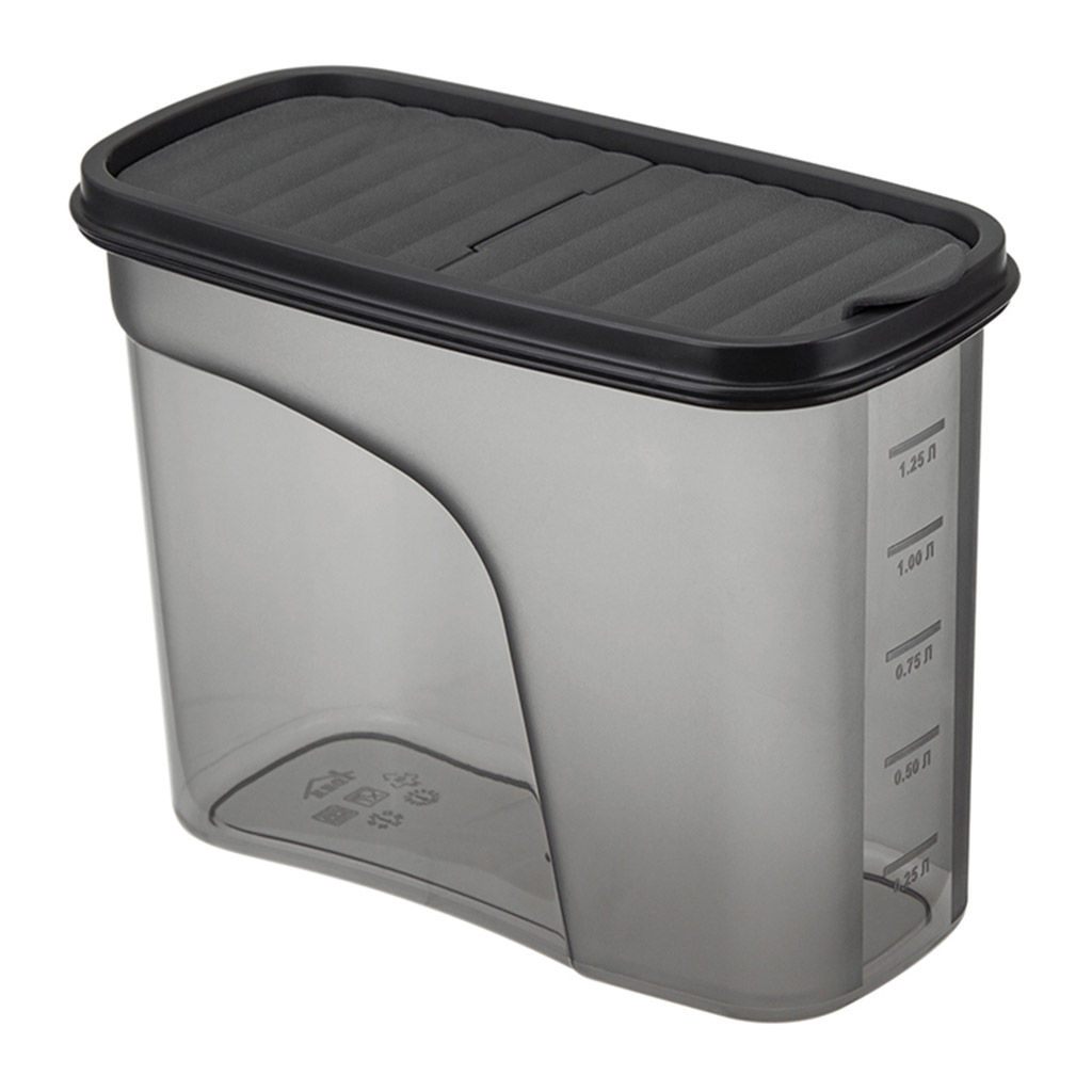 Банка для сыпучих продуктов пластмассовая Бест 1,5л, 9,5х19х14см, графитовый (Россия)