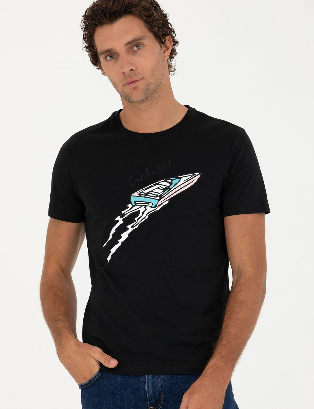 Siyah Slim Fit Ti__rt - Cacharel фото 3