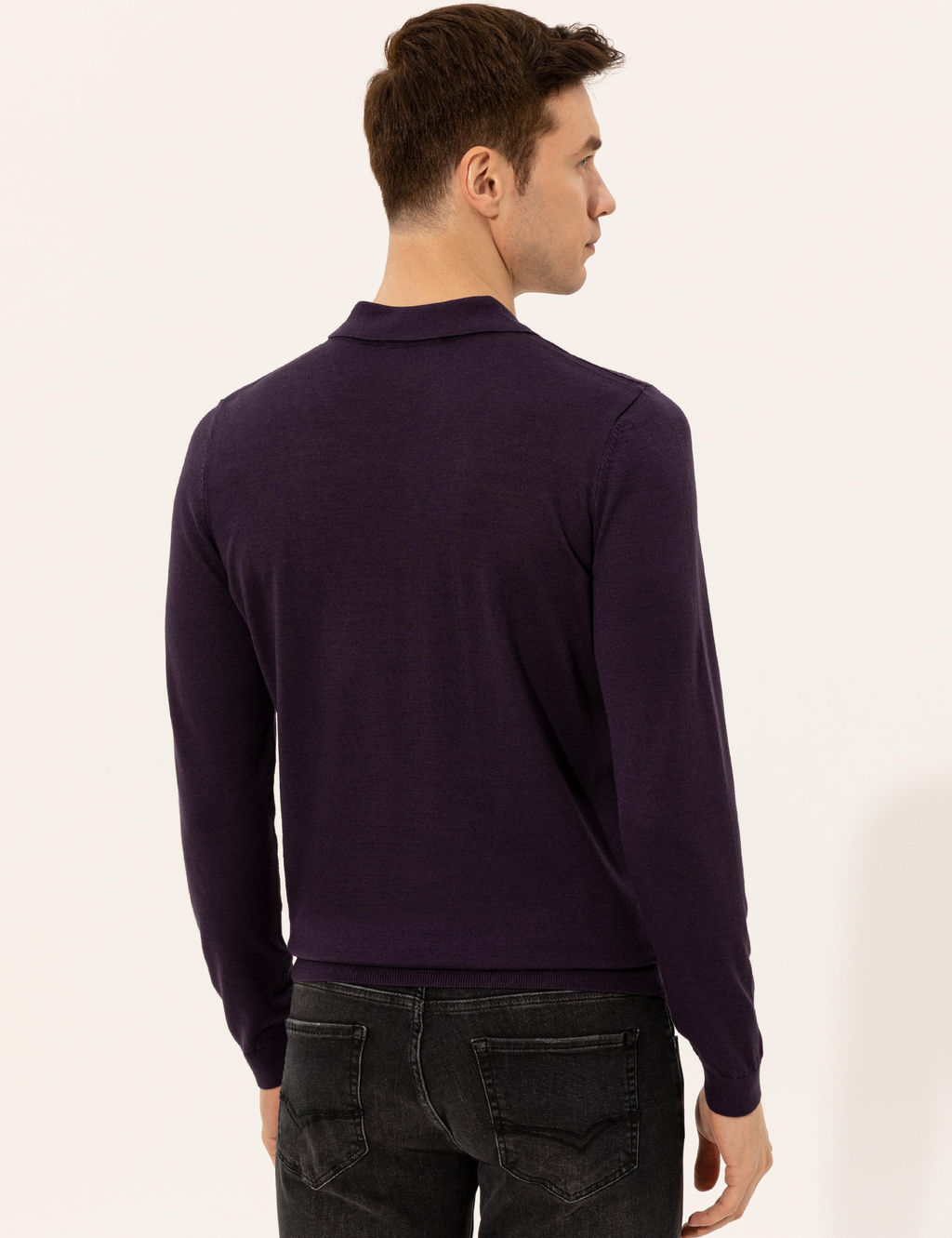 Mor Slim Fit Polo Yaka Basic Triko Kazak - Cacharel фото 5