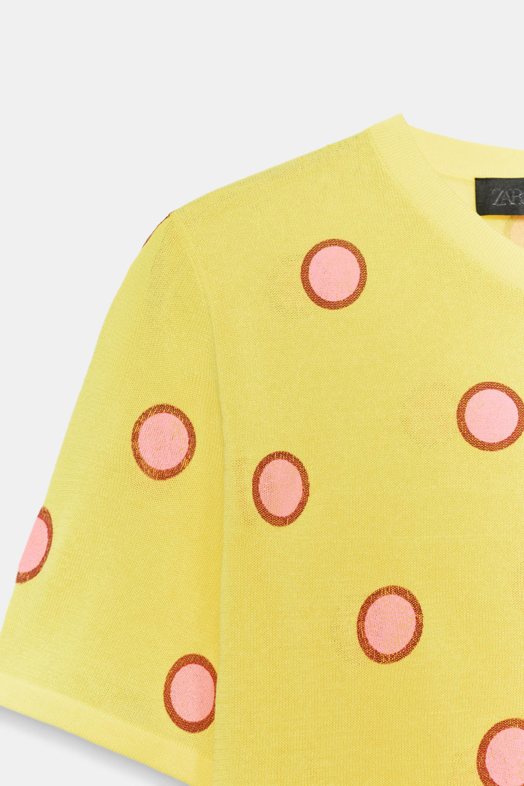 CHAQUETA JACQUARD PUNTO MANGA CORTA / Amarillo - Zara фото 7