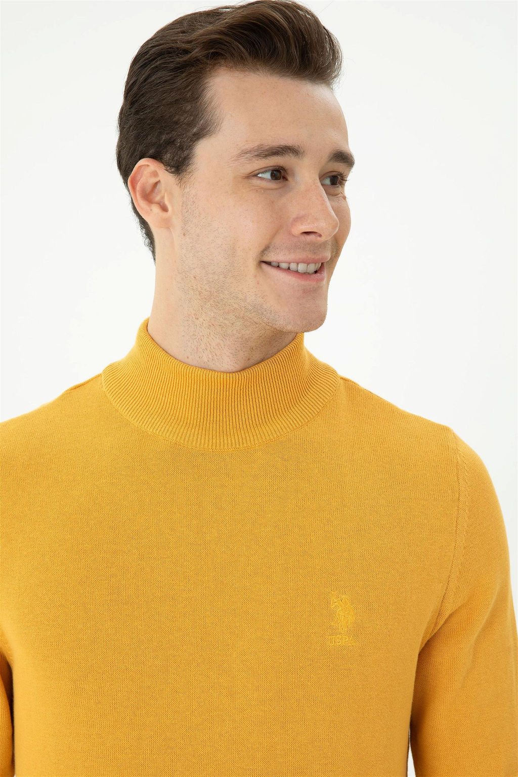 U. S. Polo Assn Мужской горчичный базовый свитер - U.s. polo assn фото 2