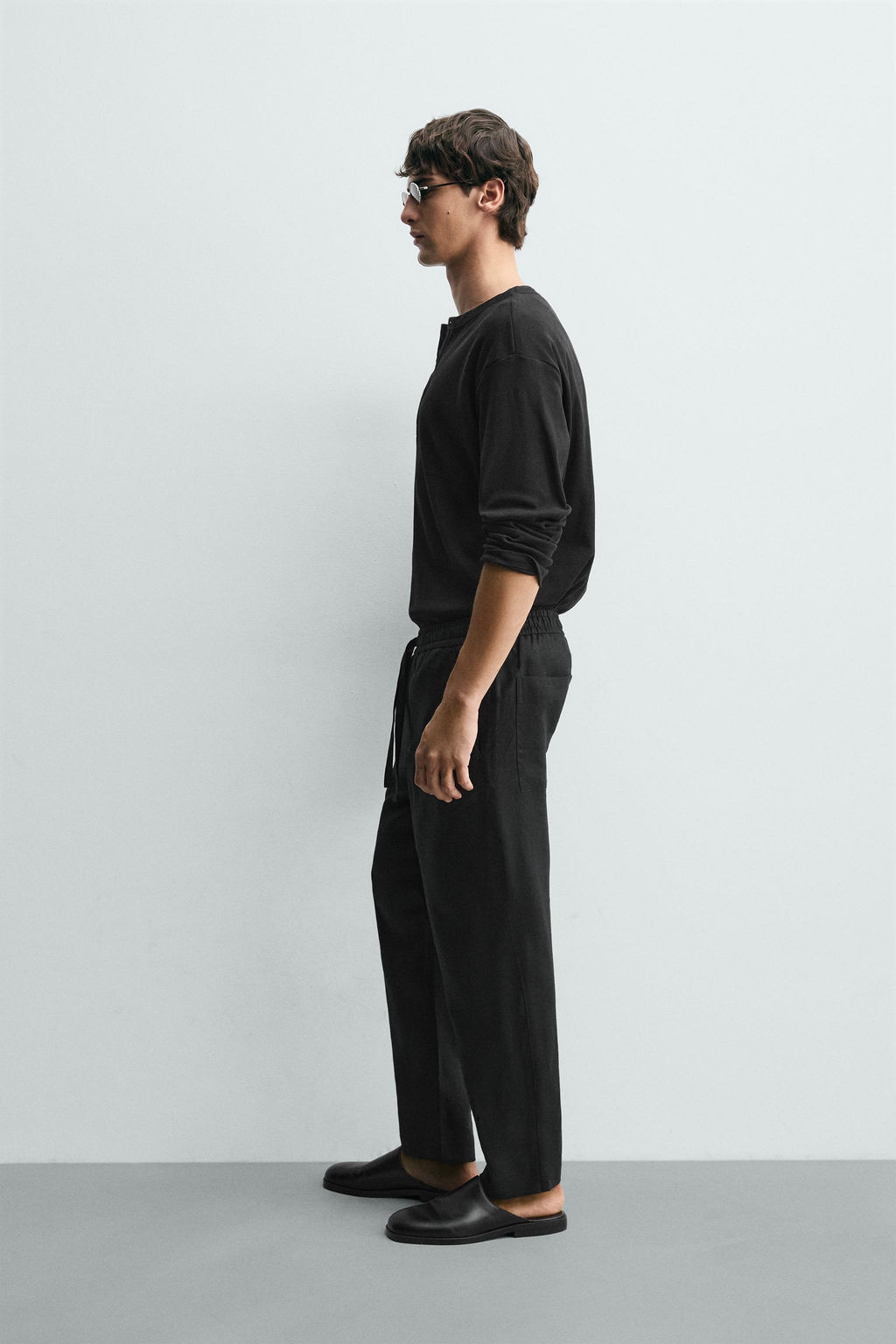 PANTAL?N RELAXED FIT 100% LINO / Negro - Zara фото 4