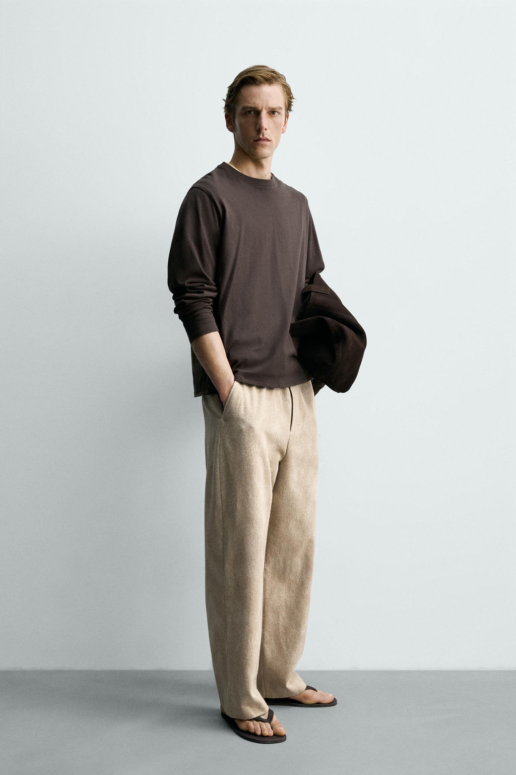 PANTAL?N CHINO RELAXED FIT JACQUARD / Tostado - Zara фото 4