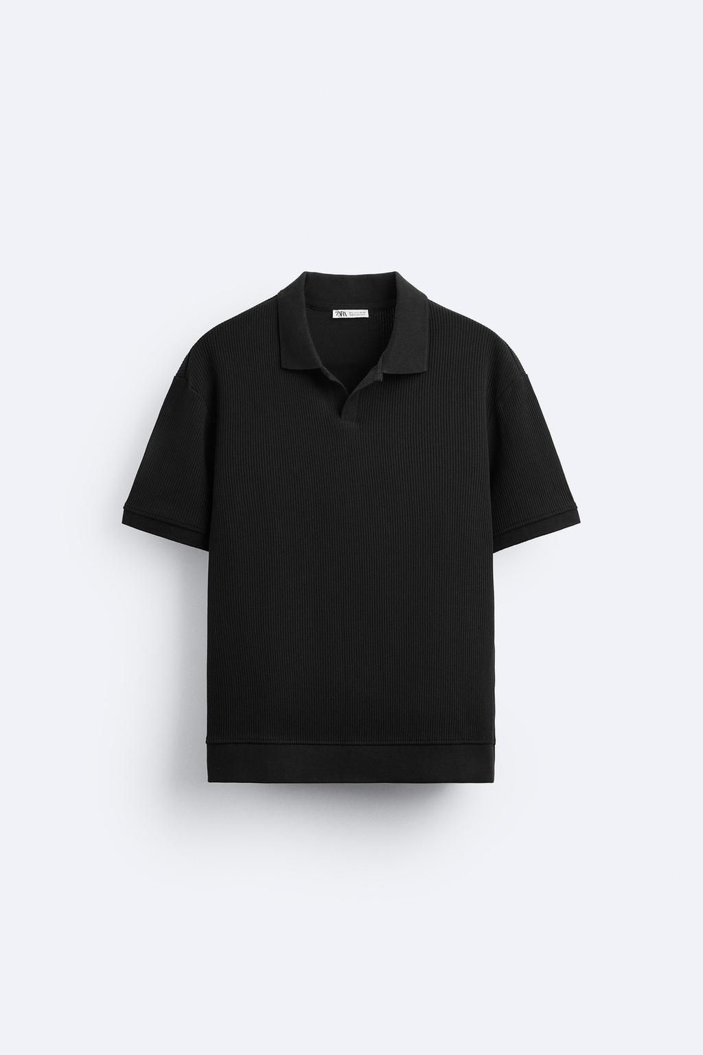 TEXTURED POLO SHIRT WITH RIBBED TRIMS - Zara фото 7