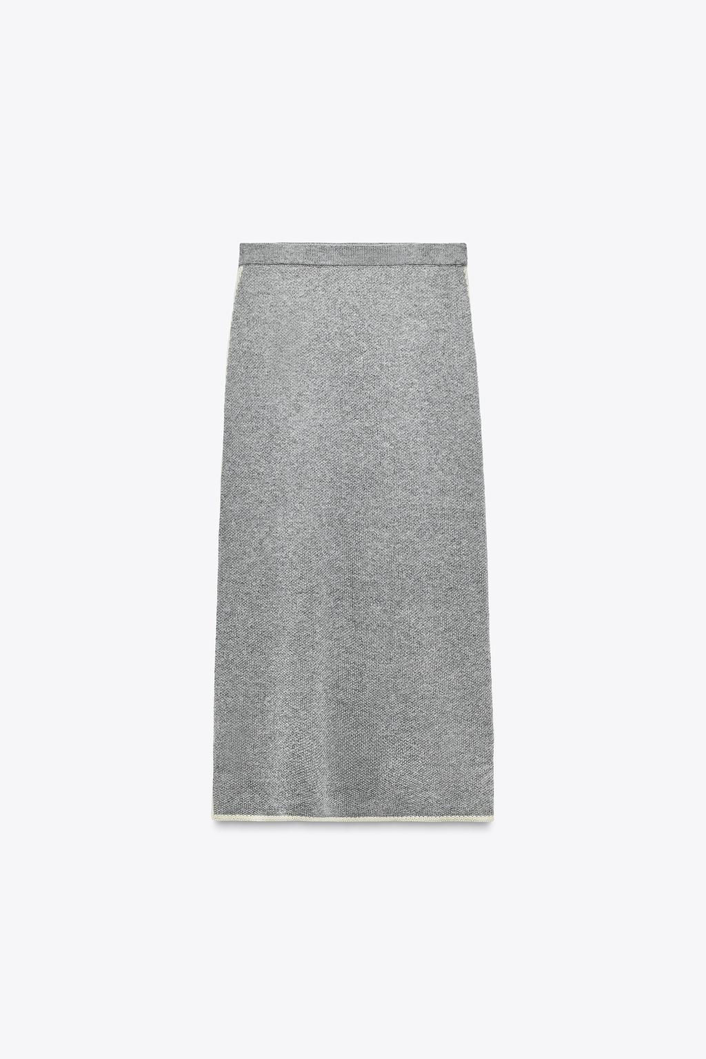 CONTRAST TRIM KNIT MIDI SKIRT - Zara фото 6