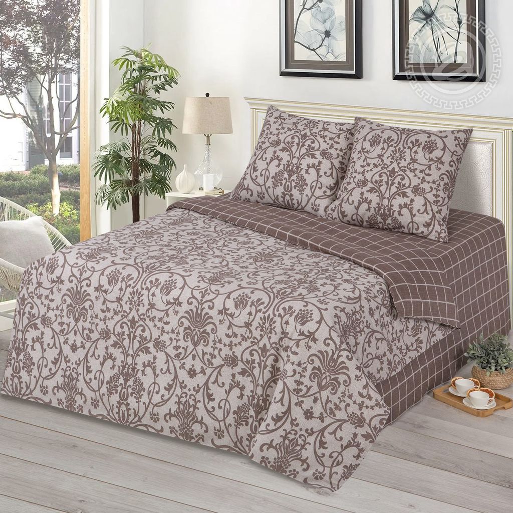 Комплект постельного белья Шик (коричневый), 2-сп Бязь