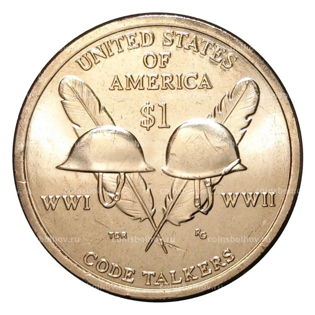 Монета 1 доллар 2016 года Сакагавея Солдатские каски индейцев радистов P