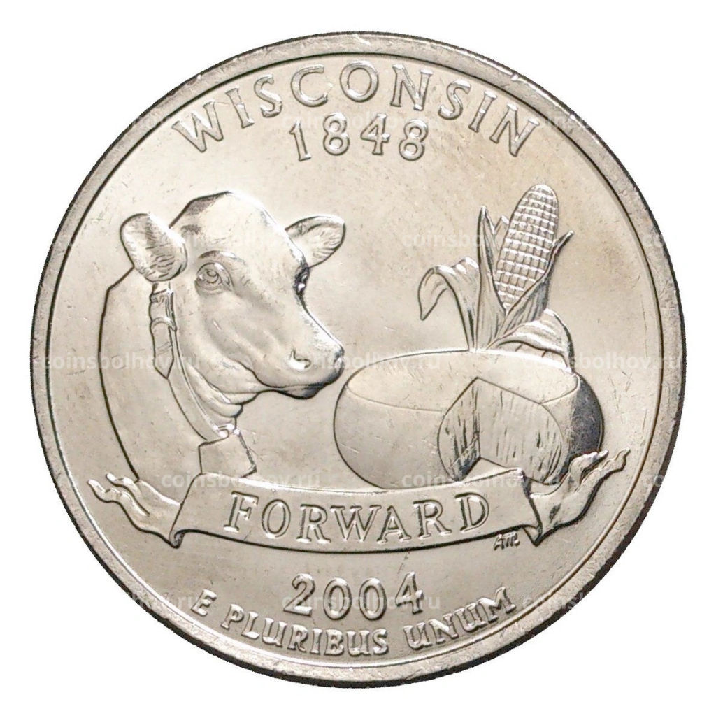 25 центов (1/4 доллара) 2004 года D США Штаты и территории  Висконсин