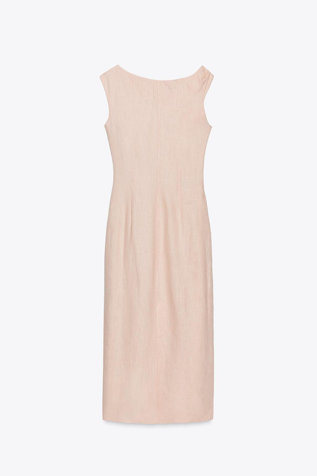 ASYMMETRIC MIDI DRESS WITH LINEN BLEND APPLIQUE - Zara фото 9