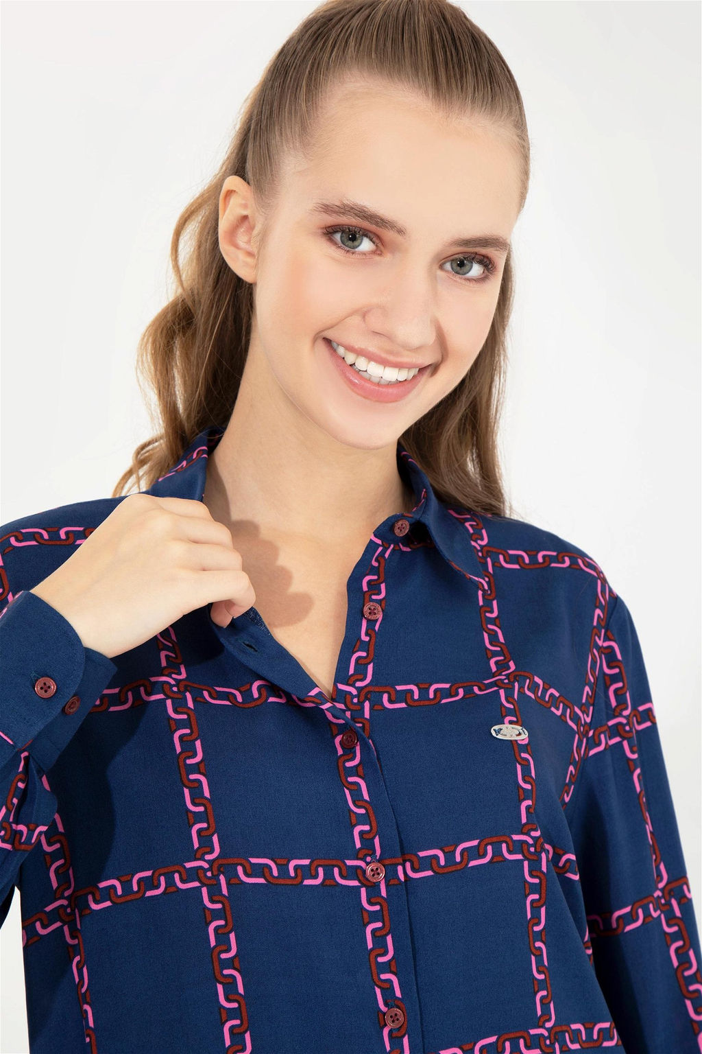 Женская рубашка вишневого цвета с длинным рукавом - U.s. polo assn фото 8