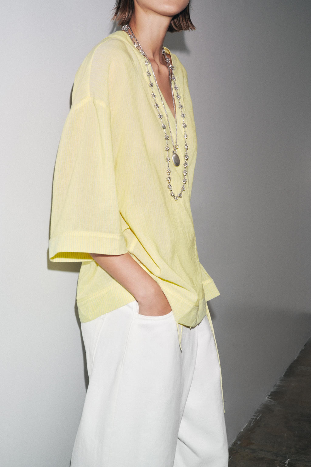 ZW COLLECTION STRIPED KIMONO WITH TIES - Zara фото 4