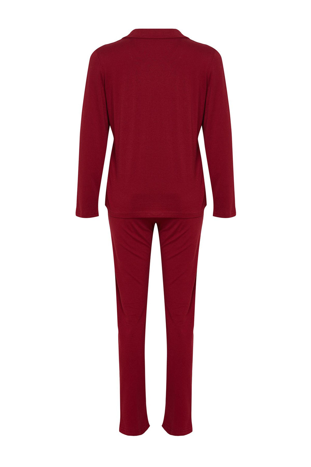 Trendyolmilla Bordo %100 Pamuklu Penguen Bask?l? Orme Pijama Tak?m? THMAW23PT00151