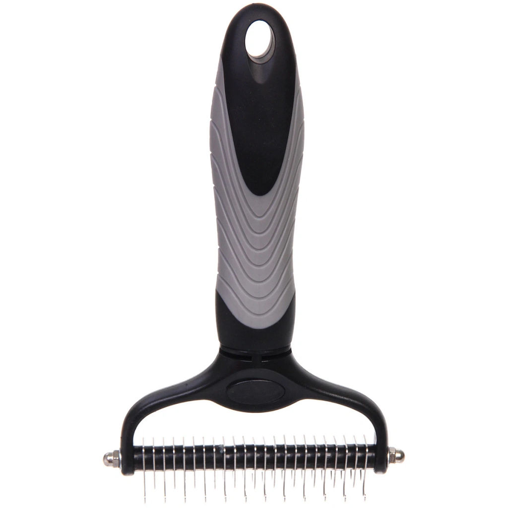 Цена за 2 шт. Расческа для удаления колтунов "ПРЕМИУМ - МОЙ БРО", прорезиненная ручка, цвет серый/черный, 18*11.6см (лейбл)