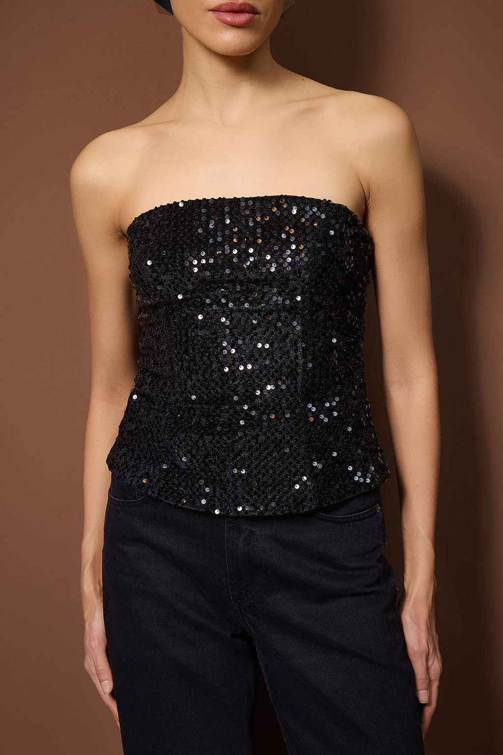 Murdum Straplez Payetli Bedene Oturan Party Bluz TPRAW26BZ00059 - Trendyolmilla фото 7