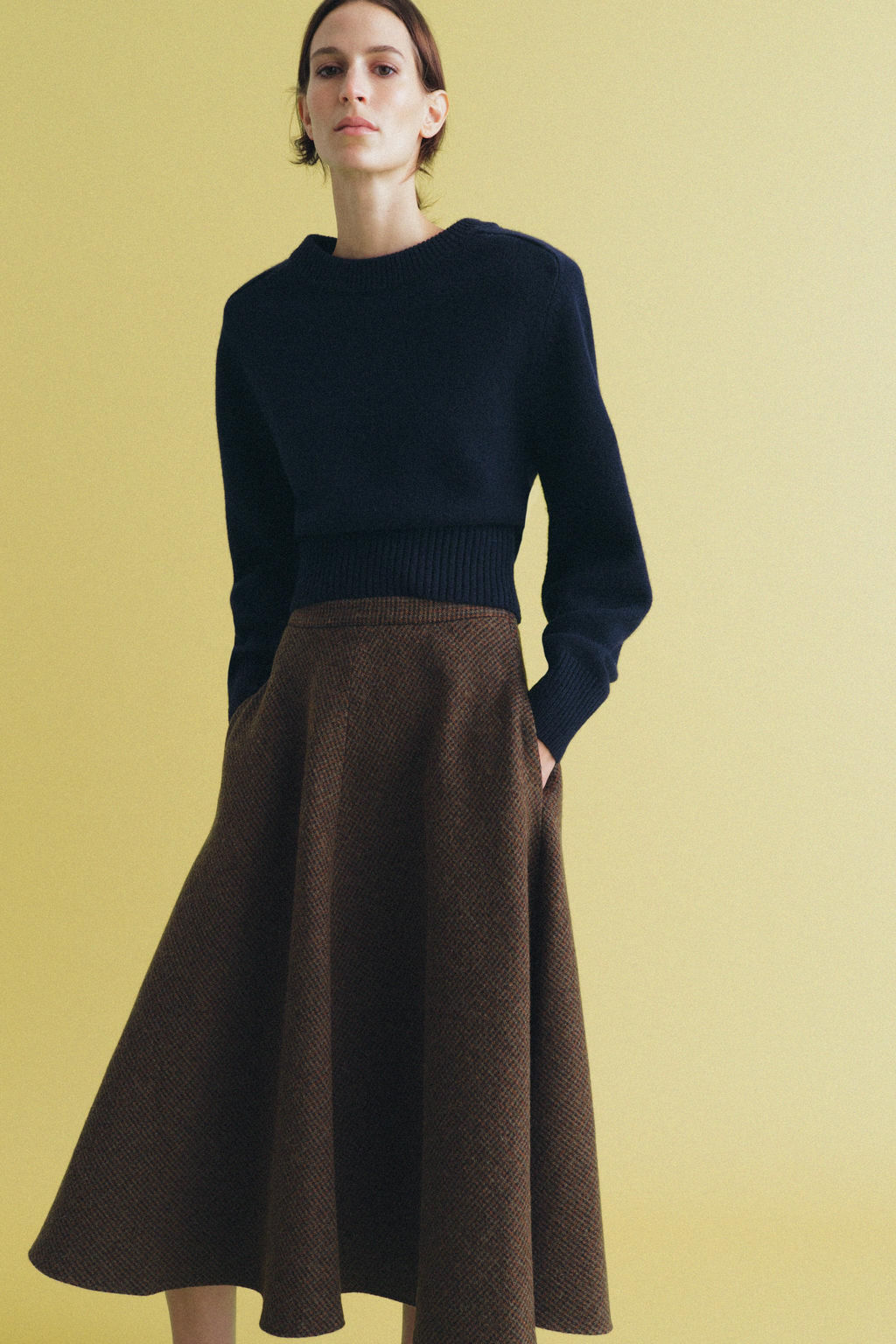 ZW COLLECTION WOOL HOUNDSTOOTH LAYERED SKIRT - Zara фото 5