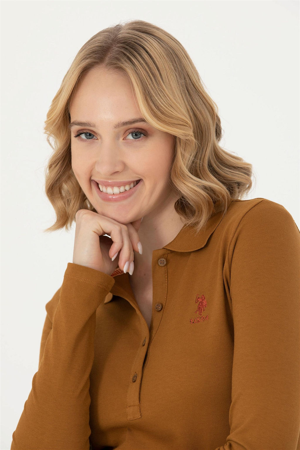 Женская базовая толстовка с воротником поло кокосового цвета Неожиданная скидка в корзине - U.s. polo assn фото 2