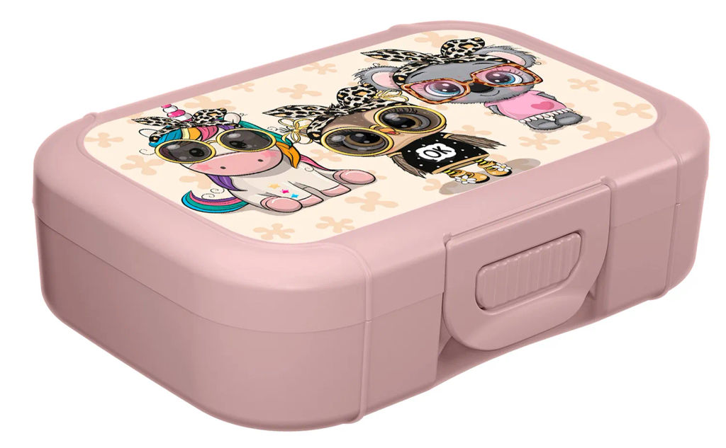 Ланч-бокс детский 0,85л с декором "Baby party" (светло-розовый)