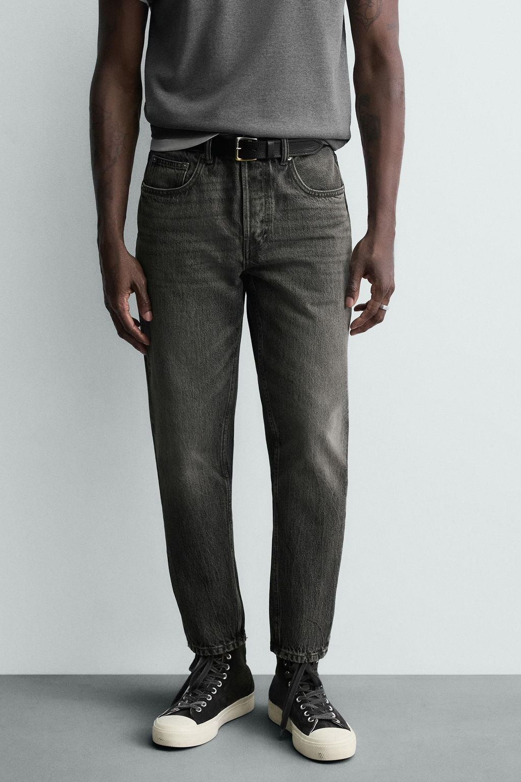 JEANS SLIM CROPPED FIT / Gris - Zara фото 15