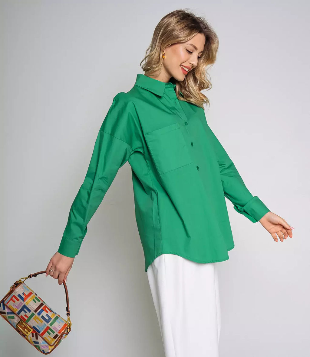 Рубашка #БШ1520, зелёный - Dommod фото 2