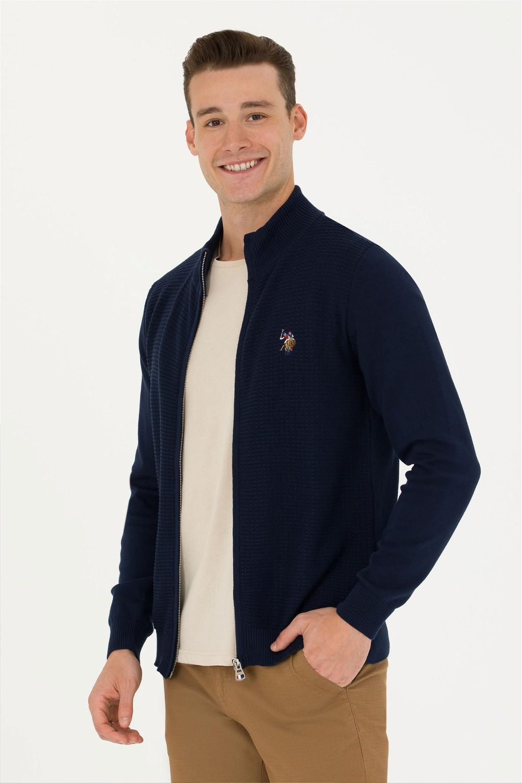 Кардиган мужской U. S. Polo Assn базовый темно-синий из хлопка - U.s. polo assn фото 10