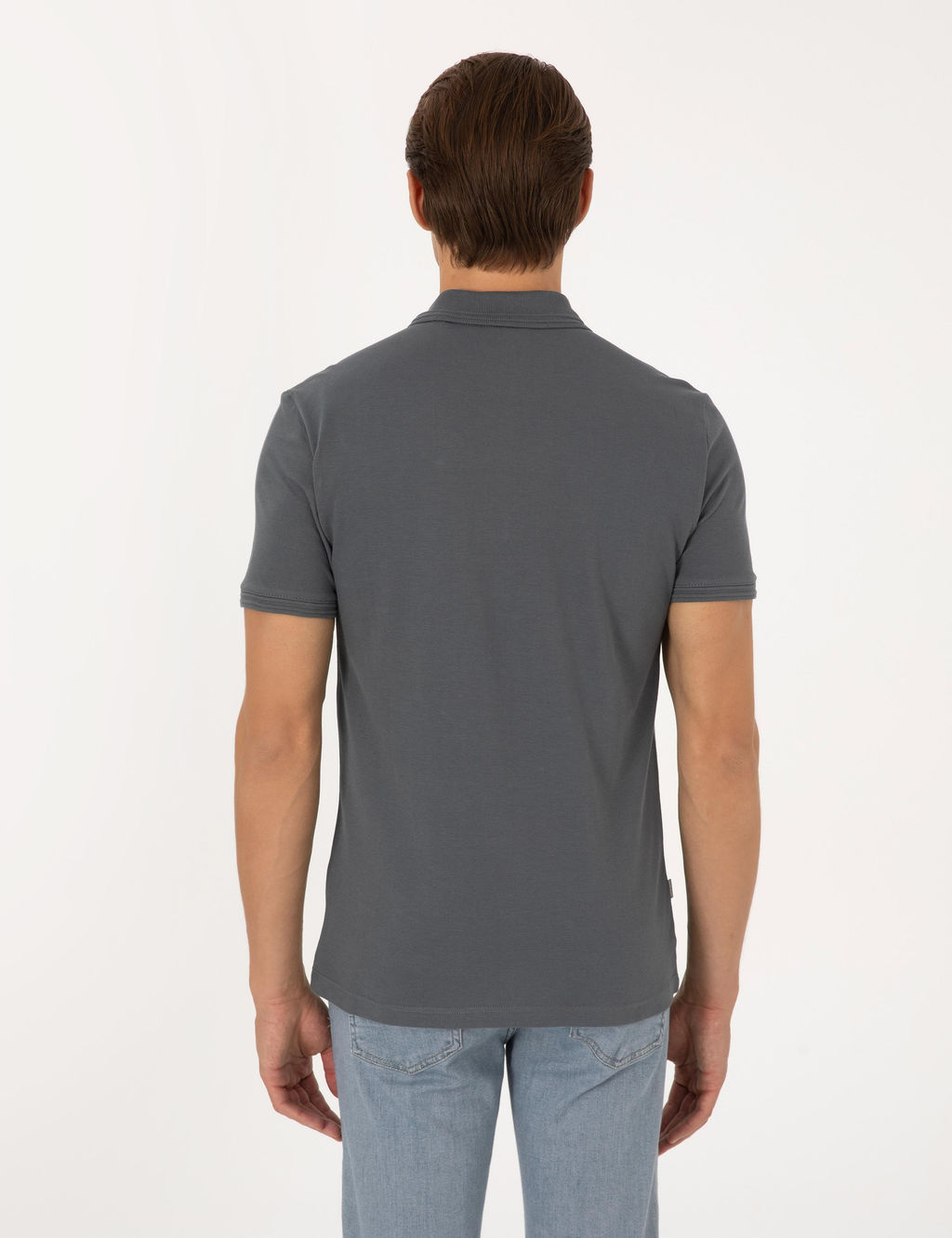 Antrasit Slim Fit %100 Pamuk K_vr_lmaz Polo Yaka Basic Ti__rt