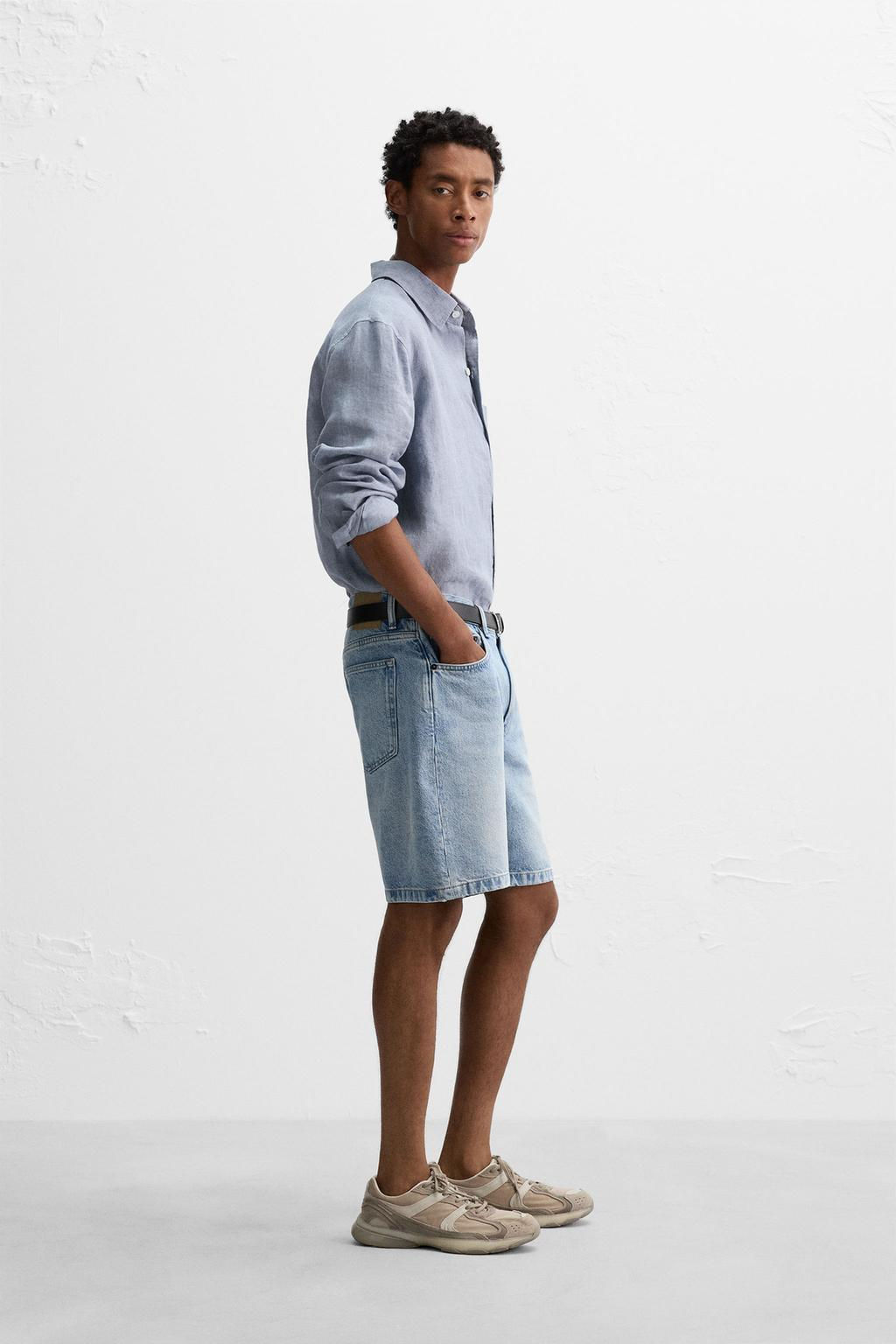 REGULAR FIT DENIM BERMUDA SHORTS - Zara фото 4