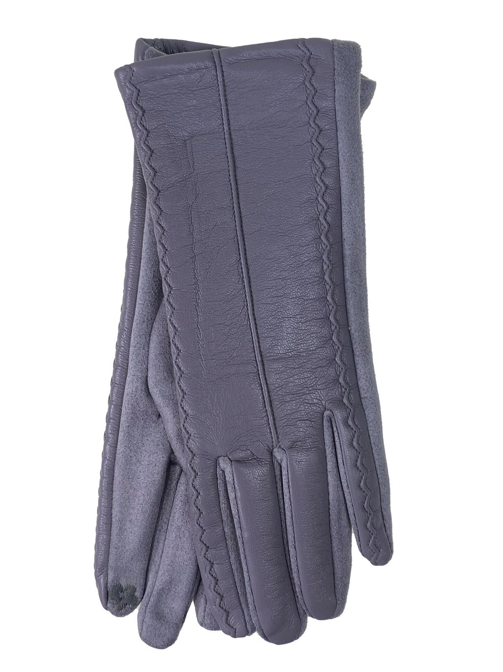 Элегантные женские перчатки из кожи и велюра, цвет шоколад - Greta фото 13