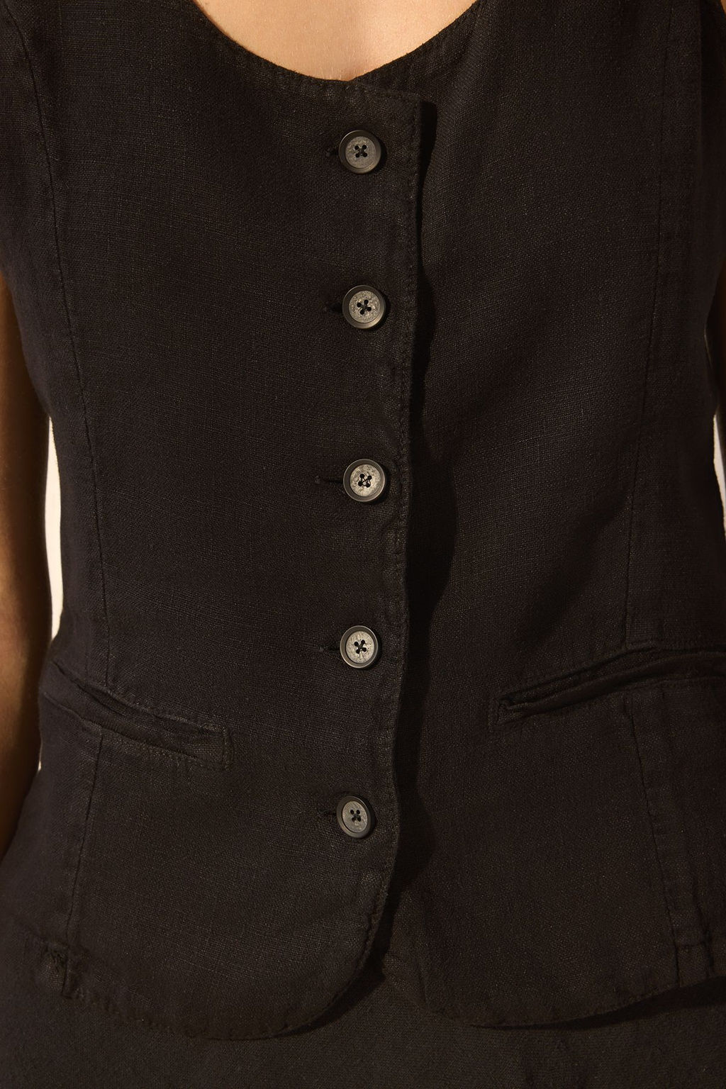 Siyah %100 Keten Dugme Detayl? Bluz TWOSS25BZ00473 - Trendyolmilla фото 4