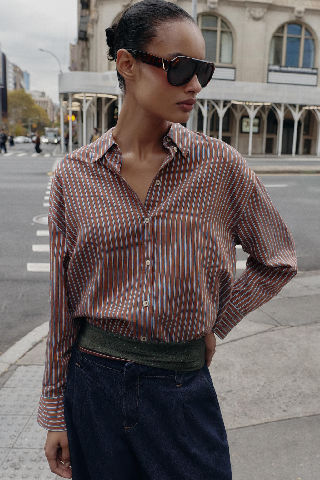 OVERSIZE STRIPED POPLIN SHIRT