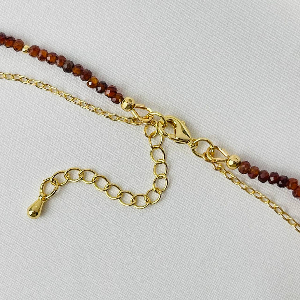 Колье из Граната "Спессартин" с подвеской из Сердолика
