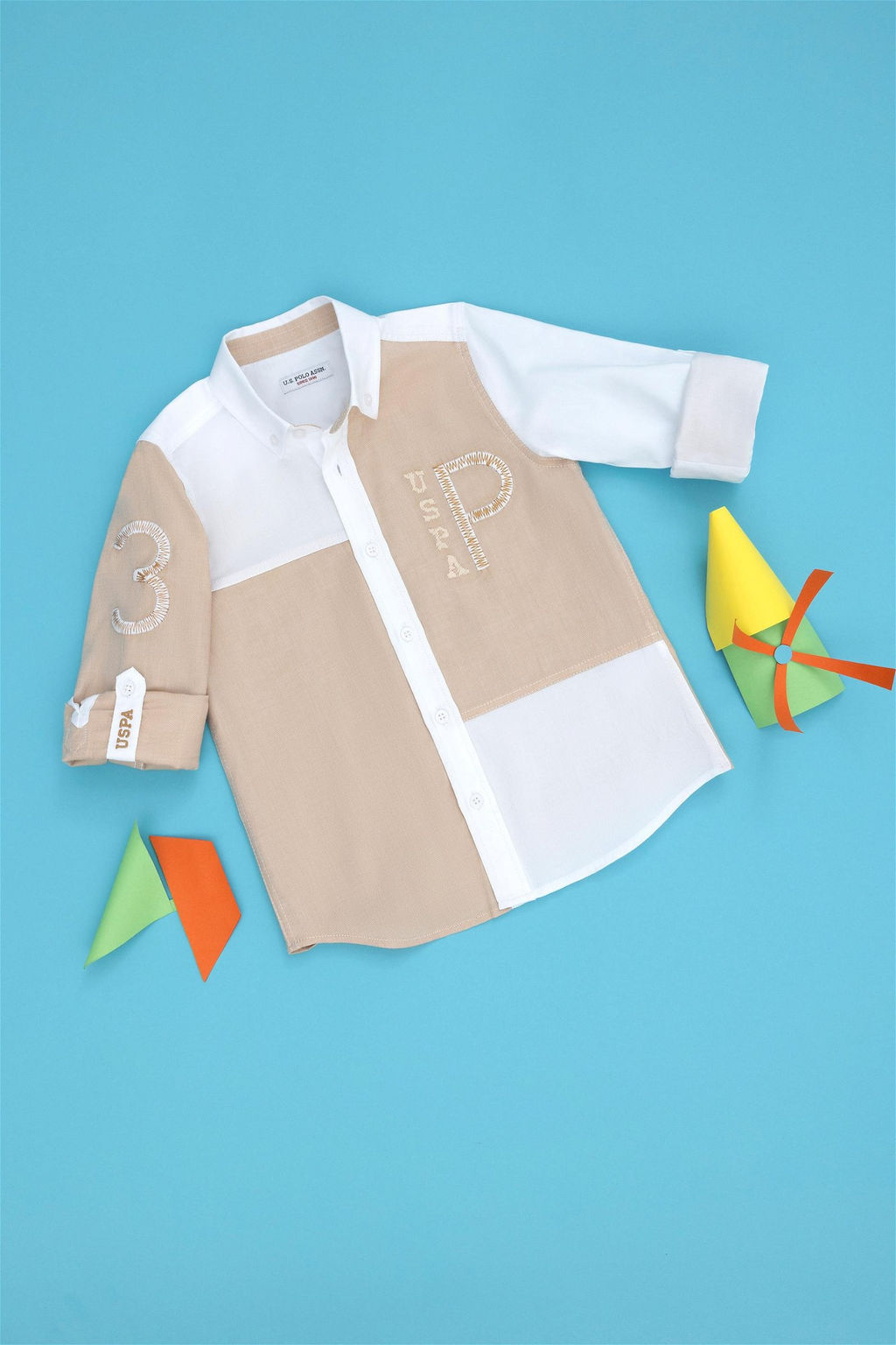 U. S. Polo Assn Рубашка песочного цвета с длинным рукавом для мальчика - U.s. polo assn фото 5