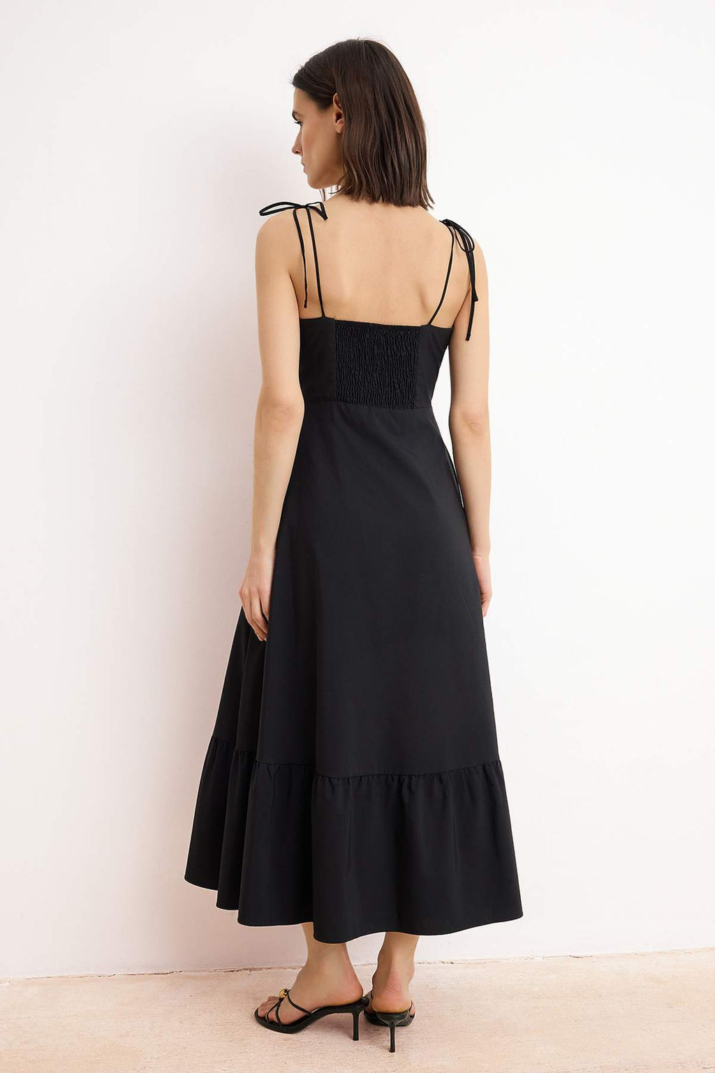 TRENDYOLMILLA Beyaz Drape Detayl? Dokuma Maxi Elbise TWOSS24EL01128  фото 27
