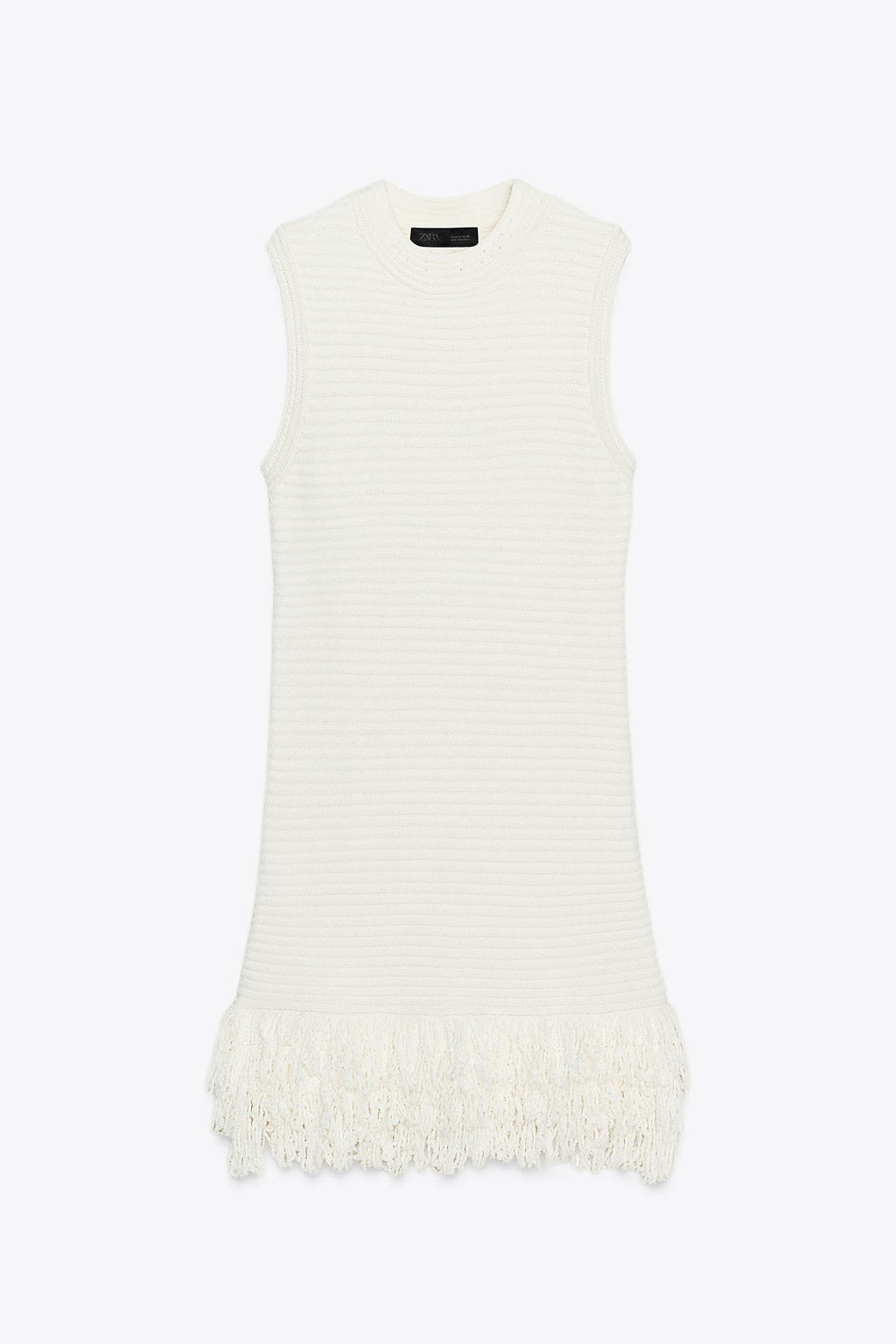 CHECK KNIT FRINGED DRESS - Zara фото 6