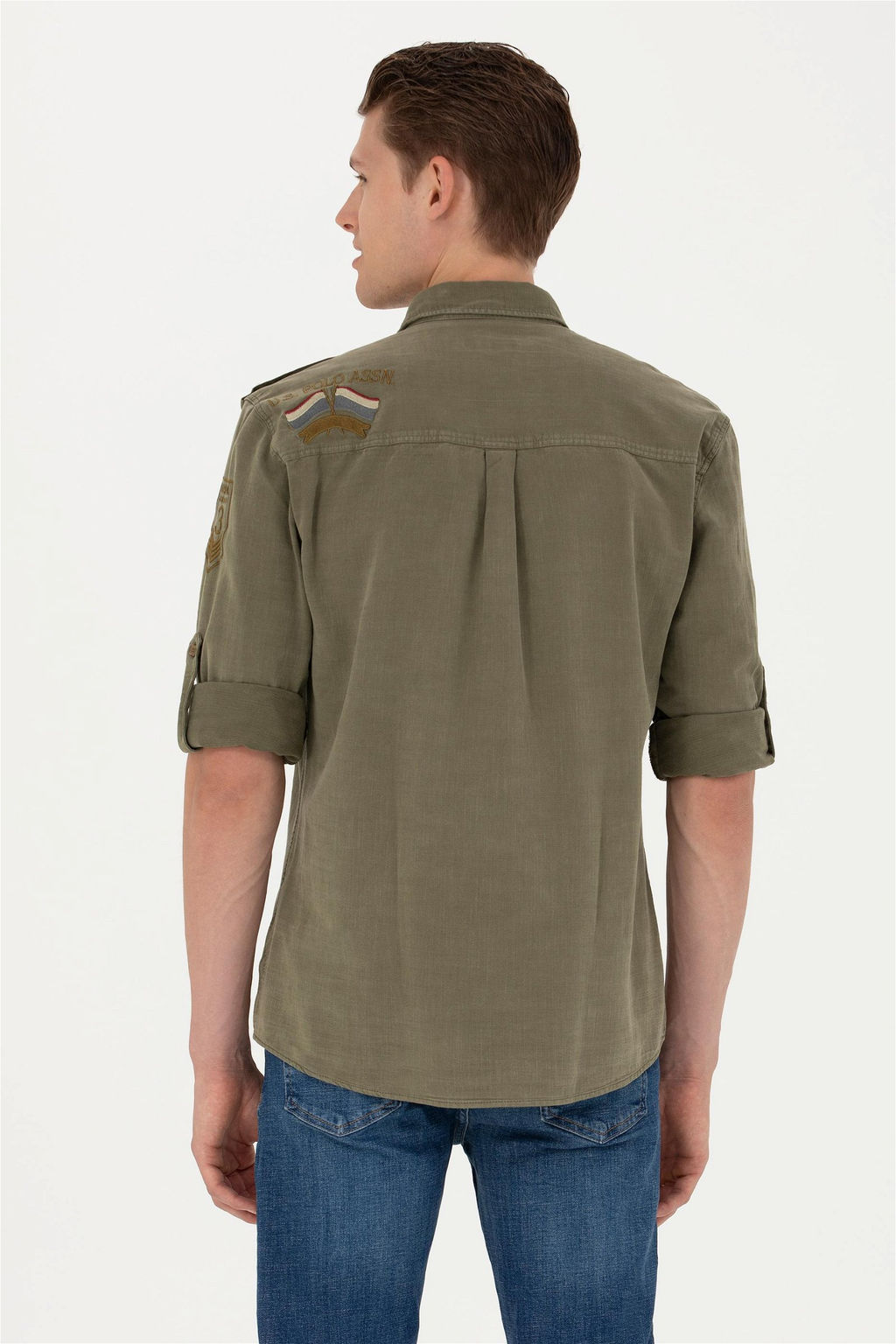 U. S. Polo Assn / Мужская рубашка цвета хаки с длинным рукавом - U.s. polo assn фото 5