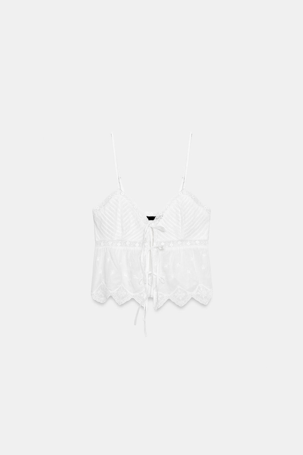 TOP TIRANTES BORDADOS LAZOS / Crudo - Zara фото 2