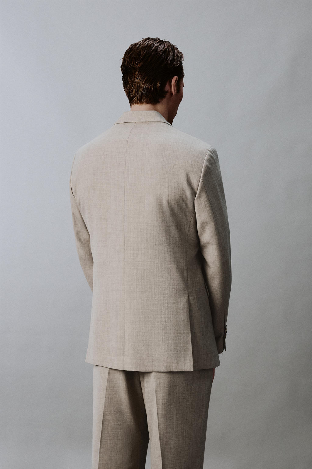 BLAZER TRAJE CONFORT CON LANA / Gris / Beige - Zara фото 3