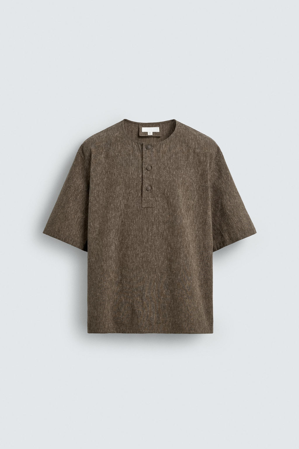 CAMISA POLO CON LINO / Khaki - Zara фото 7