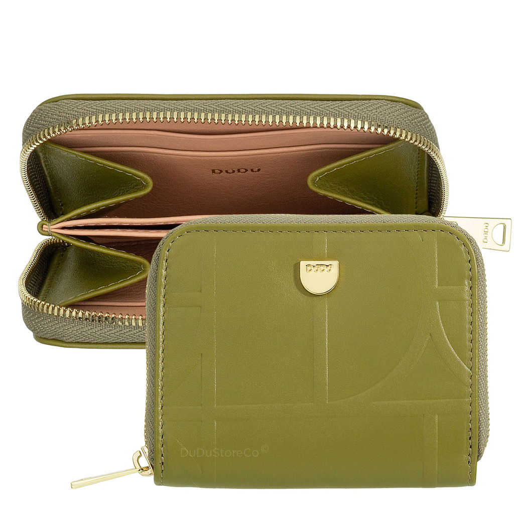 Итальянский кожаный кошелек для карт DuDu серии Hokkaido | оливково-зеленый