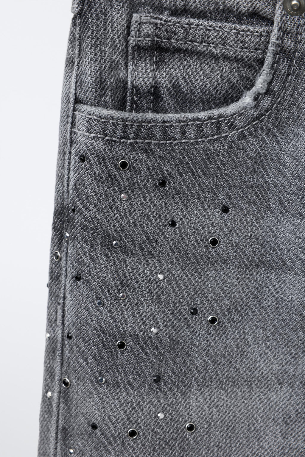WIDE-LEG RHINESTONE JEANS - Zara фото 3