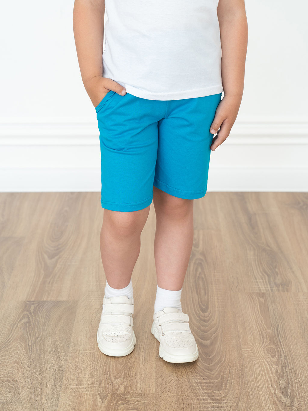 Детские шорты бирюзовые (голубые) 403 (140, 72)
