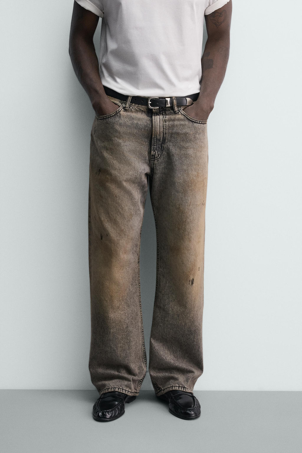 JEANS BAGGY FIT / Gris / Tostado