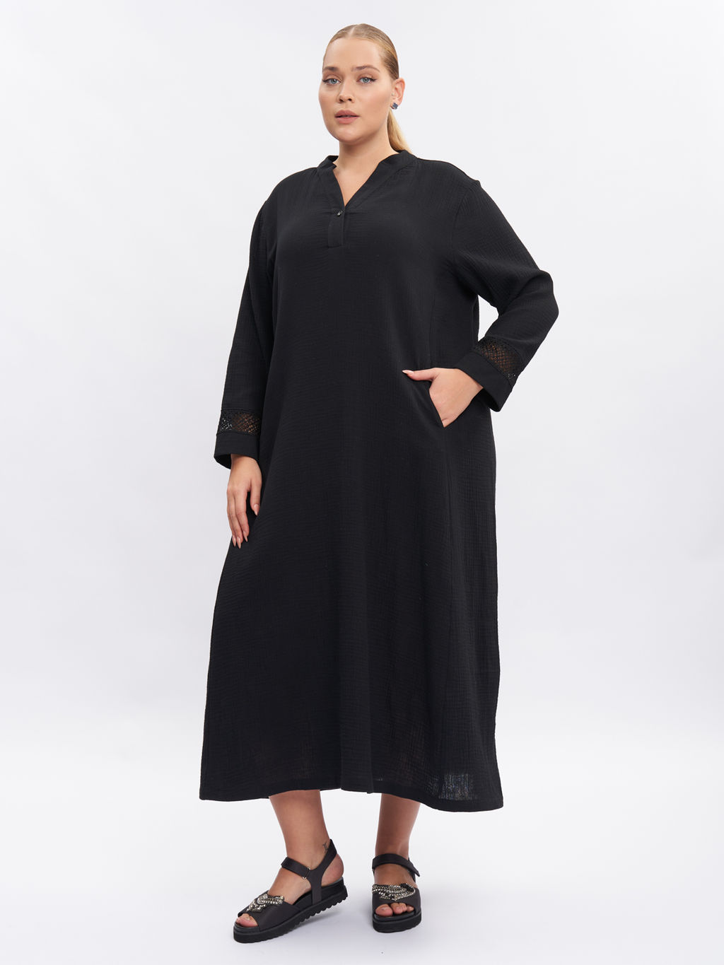 Платье из муслина с кружевом PP68001BLK01 - Артесса фото 2