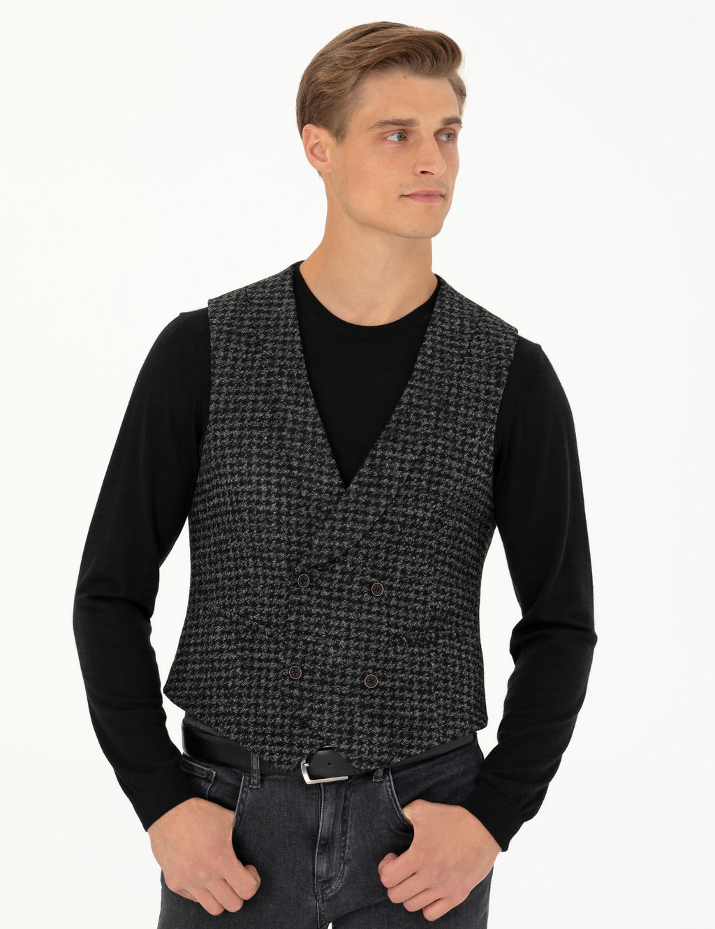 Спортивный жилет приталенного кроя из смесовой шерсти антрацитового цвета - Cacharel фото 2