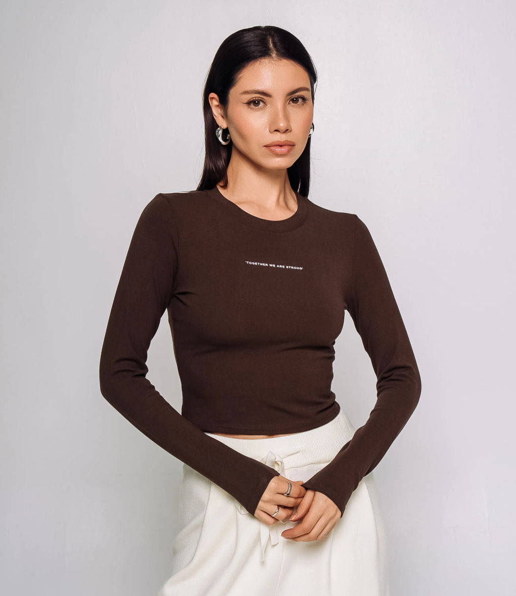 Лонгслив #КТ976, шоколадный