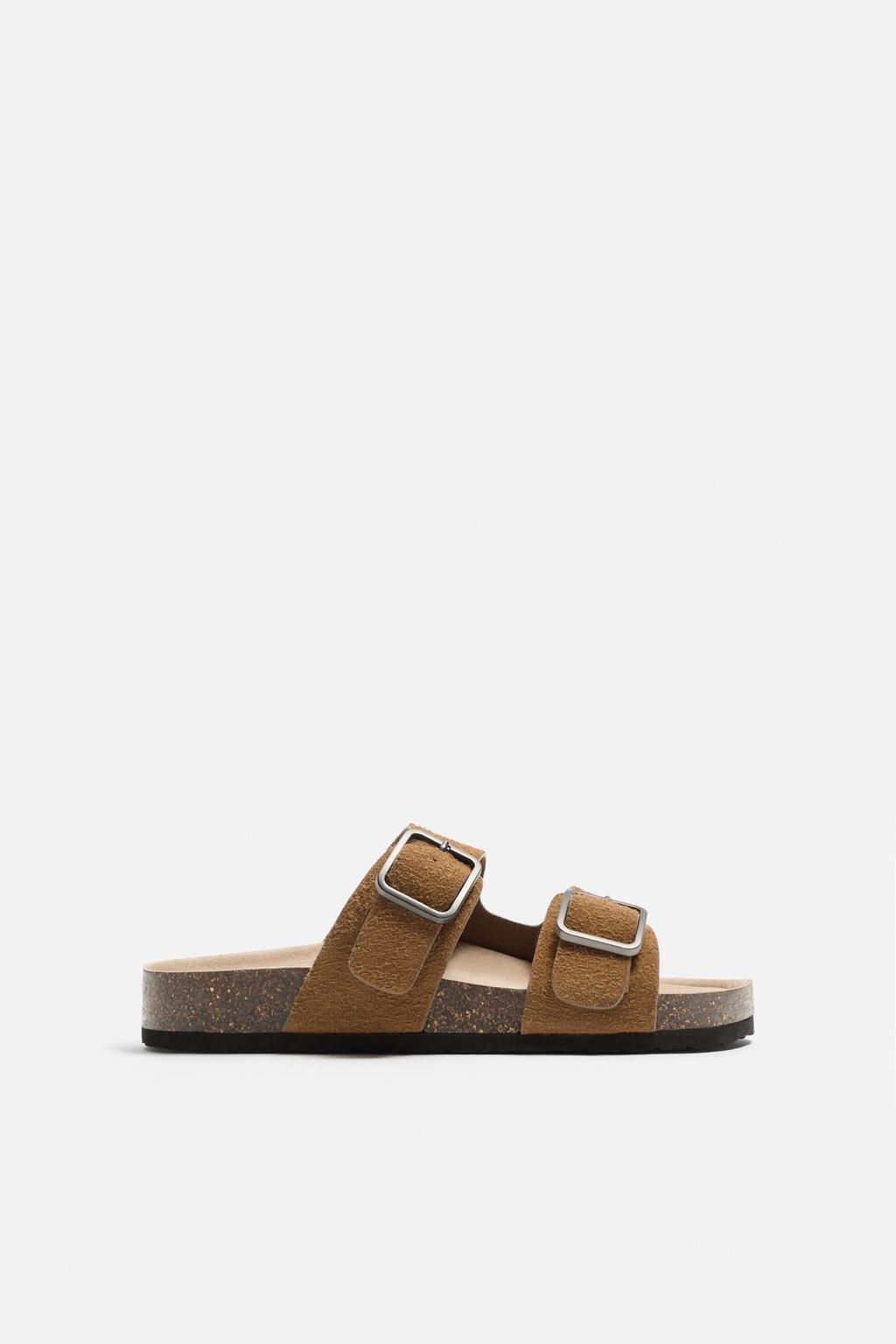 DOUBLE BUCKLE LEATHER SANDALS - Zara фото 9