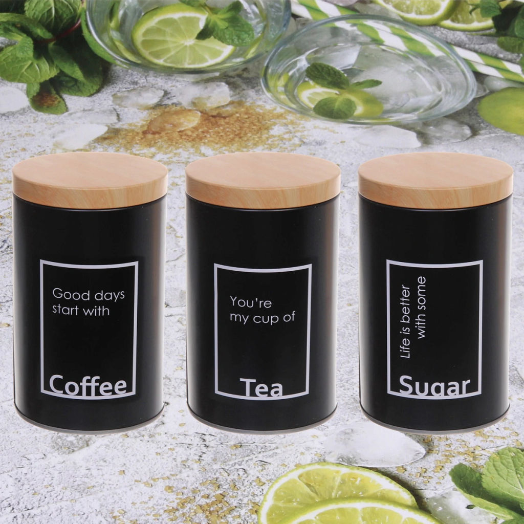 Цена за 2 шт. Банка для продуктов металлическая "Black style" 900мл 9*14,5см