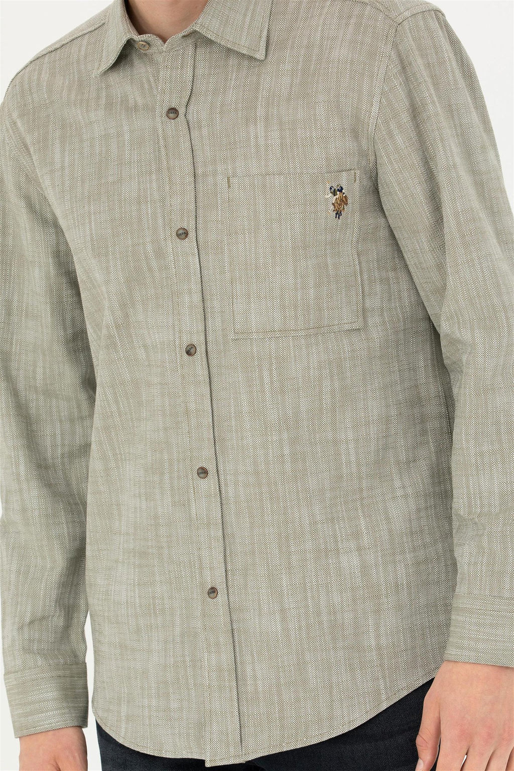 Мужская рубашка цвета хаки с длинным рукавом - U.s. polo assn фото 13