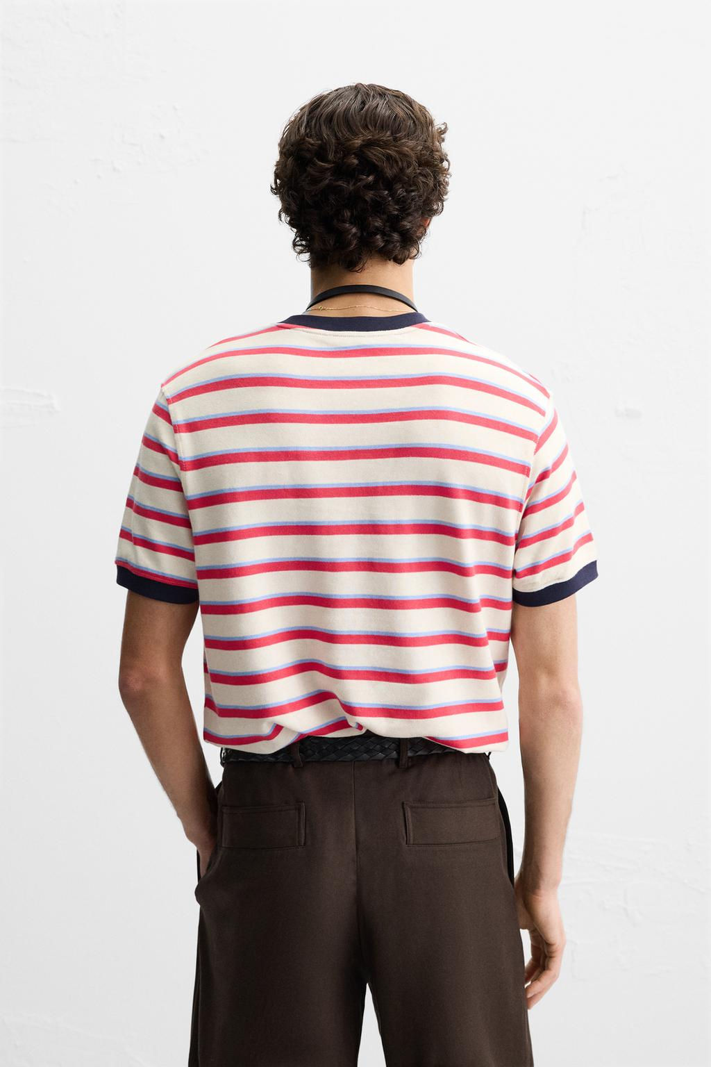 STRIPED CONTRAST T-SHIRT - Zara фото 3