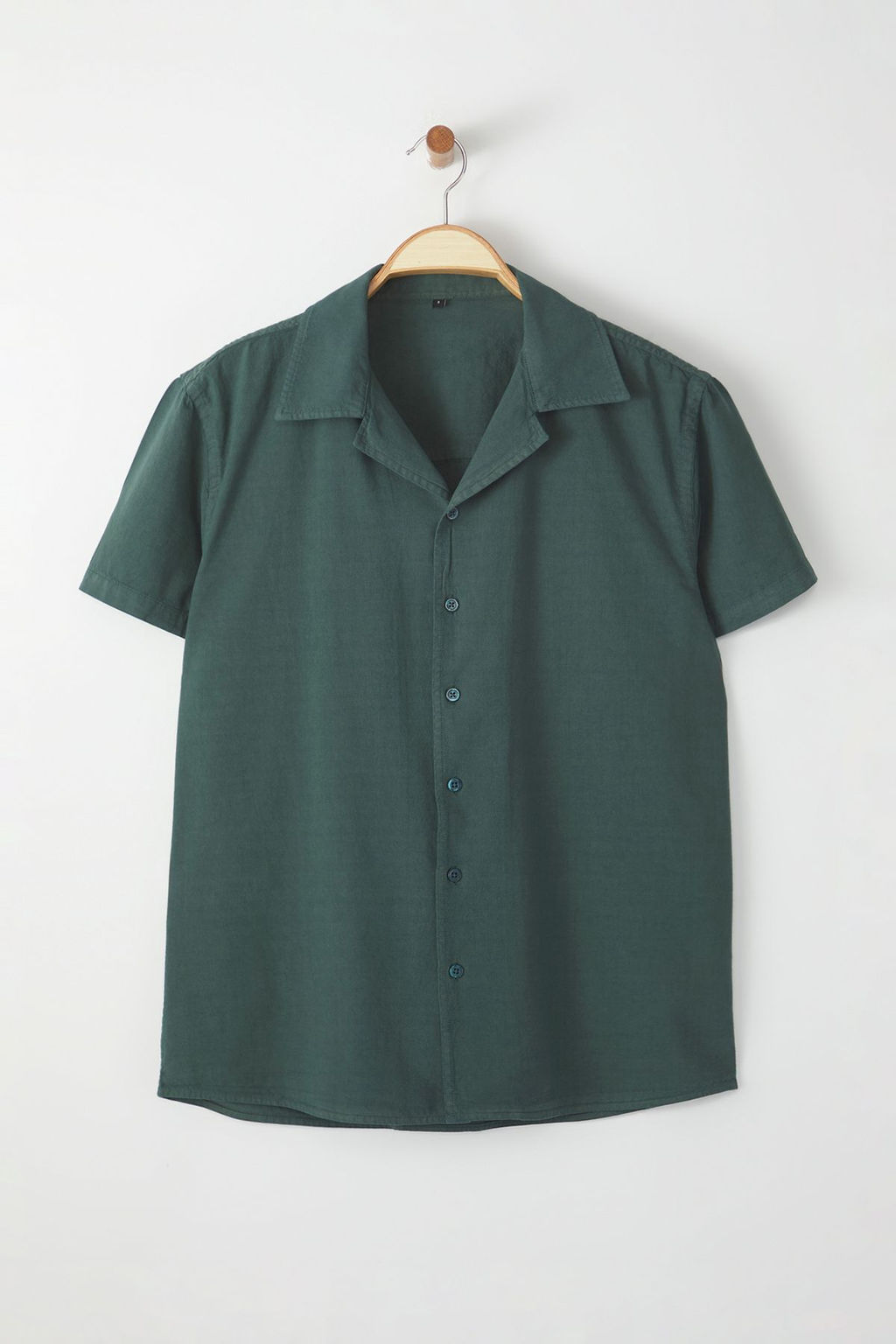 TRENDYOL MAN Koyu Yesil Oversize Fit Apaj Yaka K?sa Kol Keten Gorunumlu %100 Pamuklu Yazl?k Gomlek TMNSS25GO00018 - Trendyolmilla фото 5