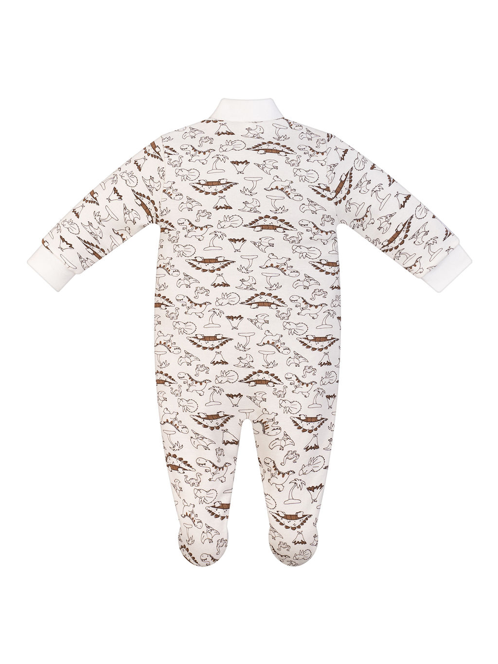 Комбинезон ясельный молочный принт динозавры